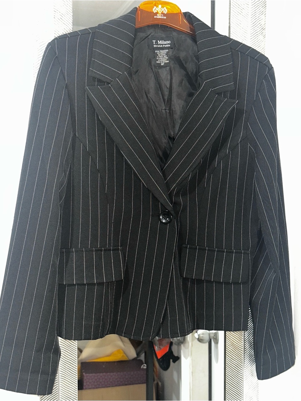 Milano Black Pinstripe Single-Button Blazer